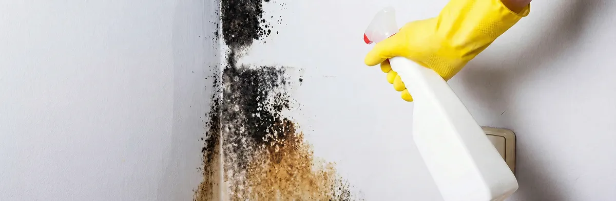 visible mold growth on an interior wall being treated during mold removal service in Columbia, MO